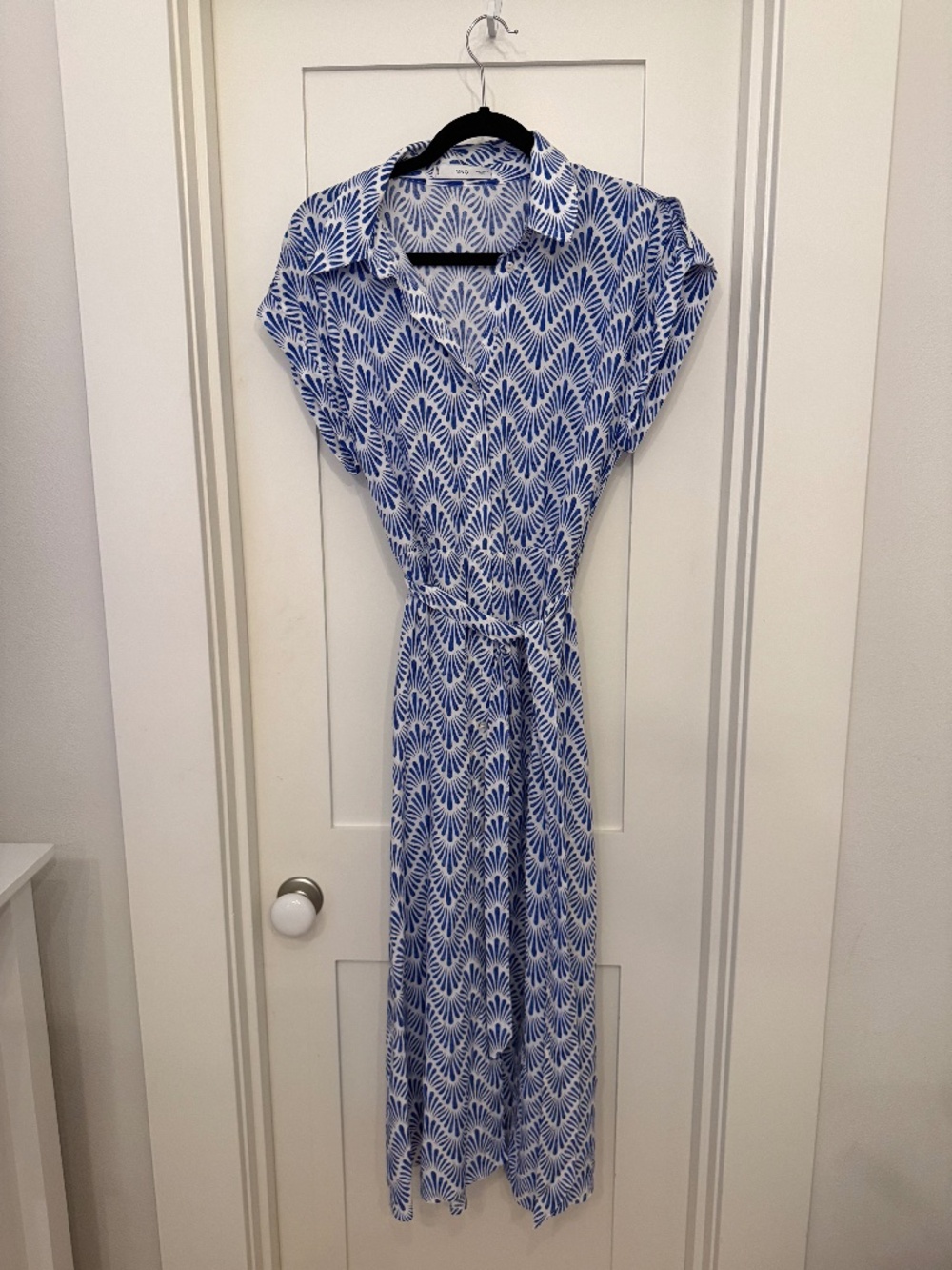 Mango - Midi Printed Blue White Floral Dress